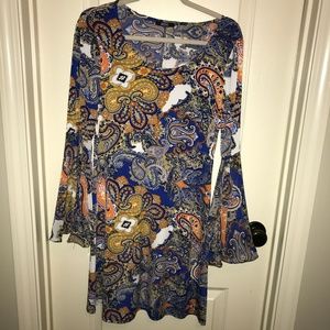 paisley long sleeve dress
